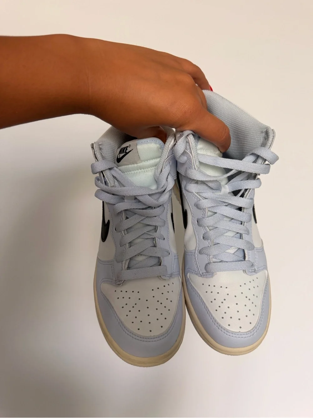 Nike Kids White High-Top Sneakers with Black Swoosh
